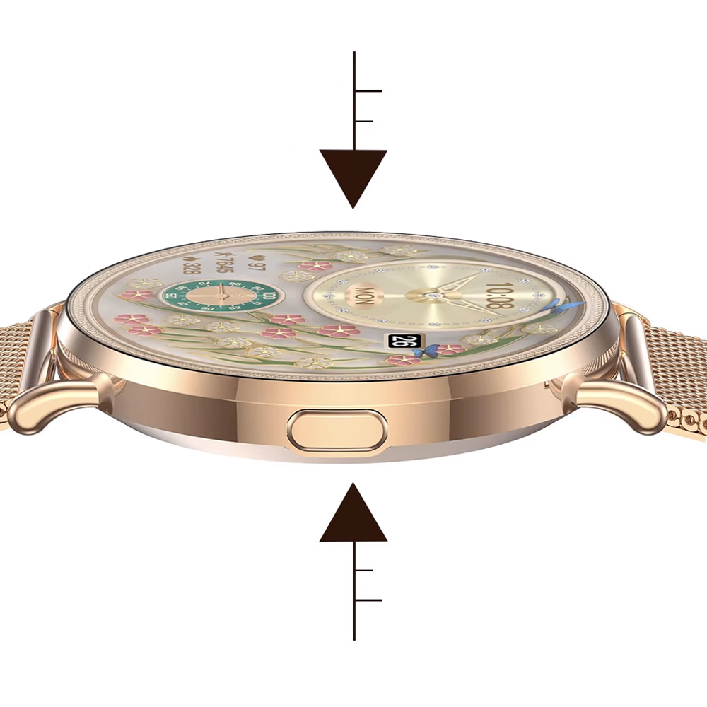 Enter SAT061101410 Aurora Różowe złoto bransoleta mesh zegarek sportowy Aurora - miniatura 7